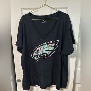 Fanatics Black Short Sleeve Tee with EAGLES Floral Logo